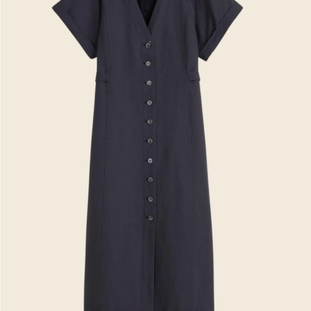 Alex Mill Collette Dress - Washed Black Button-Front Midi